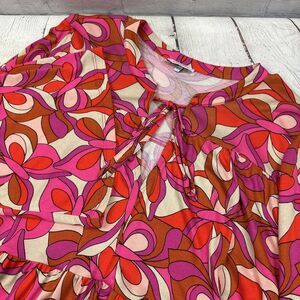 Lascana Venus babydoll pink red long sleeve womens‎ top retro print Size 40/42